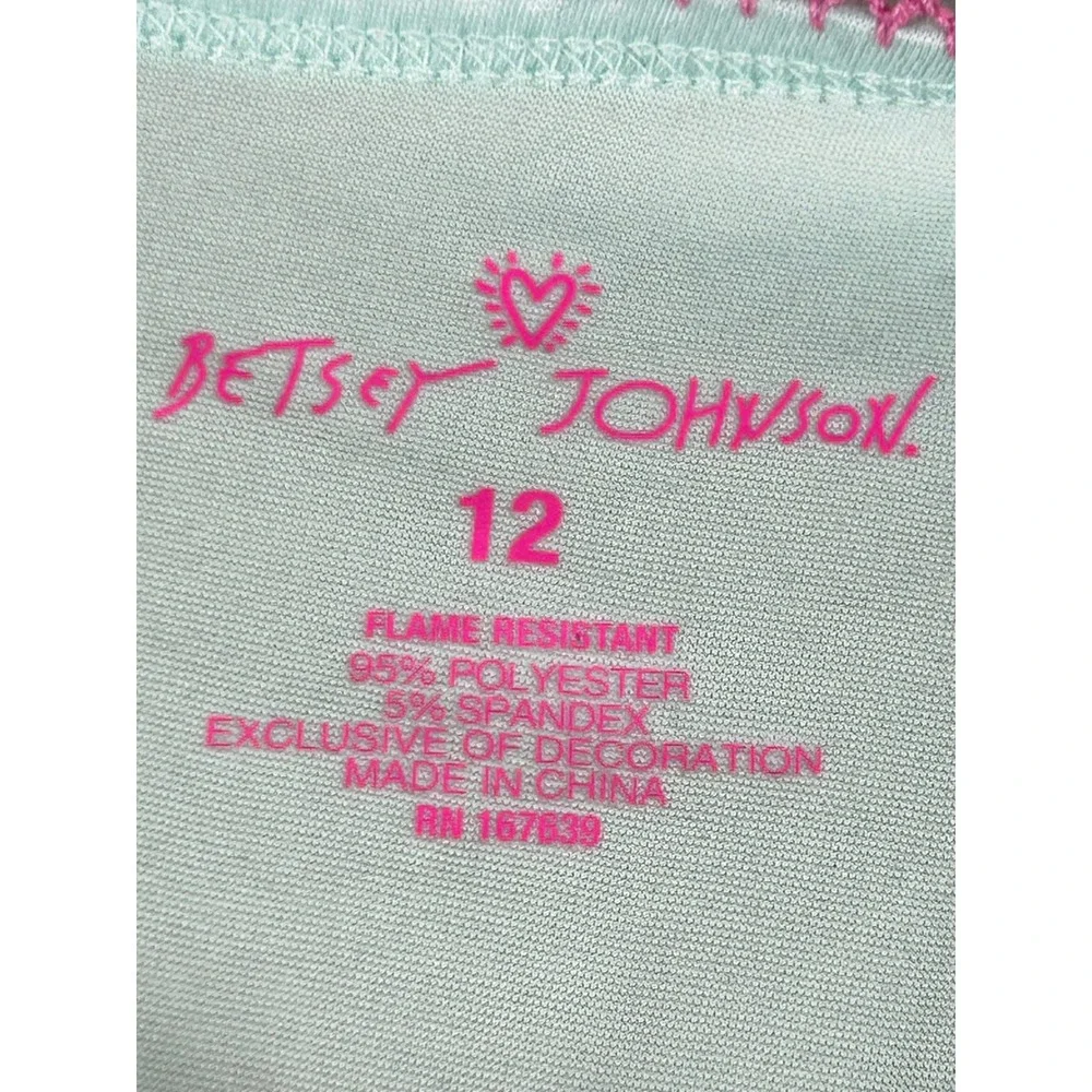 Betsey Johnson Nightgown Kids Size 12 Mint Green Ice Cream Stay Cool Sleep Dress